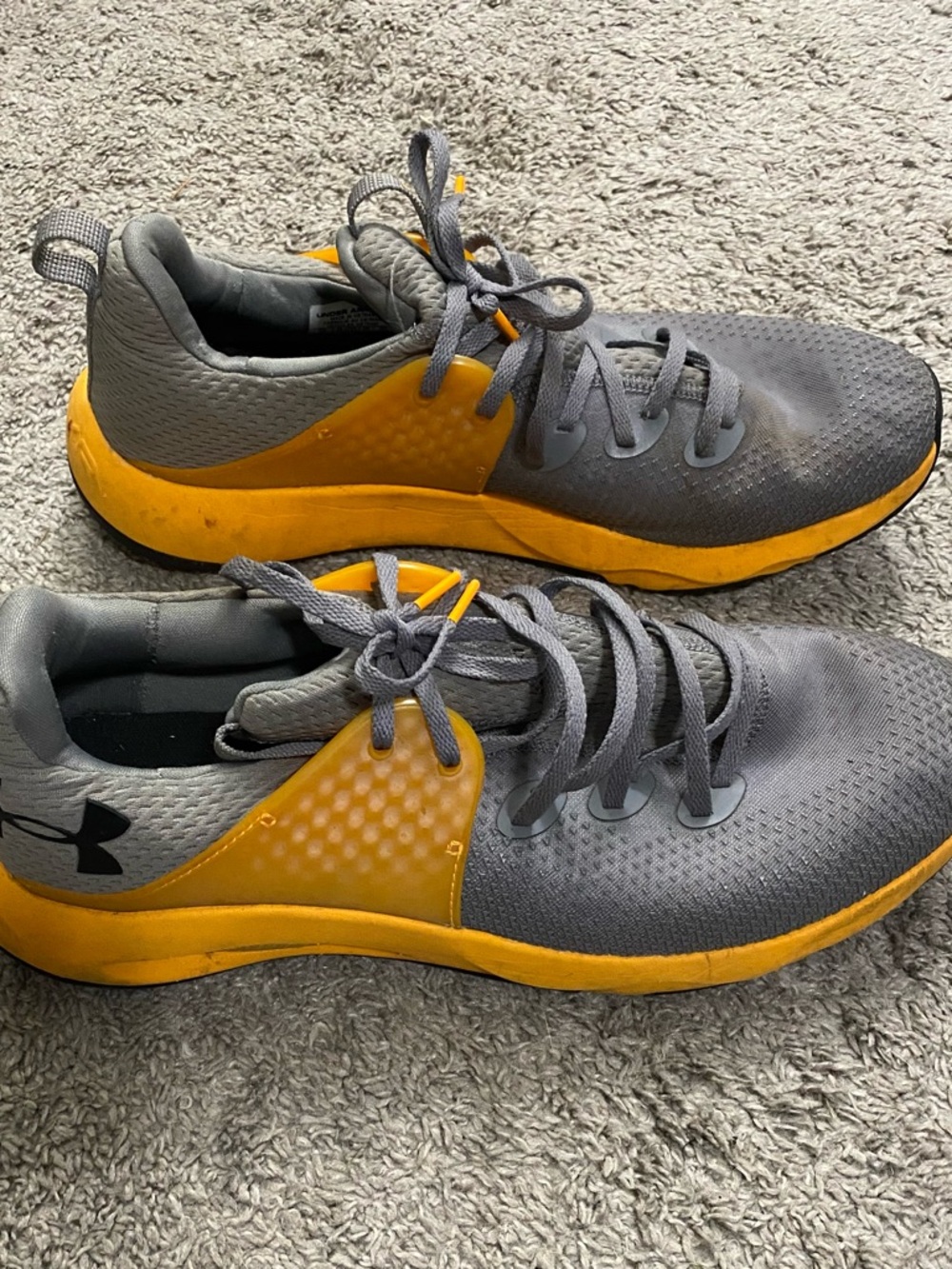 Under Armour Gray and Yellow Low-Top Training Sneakers